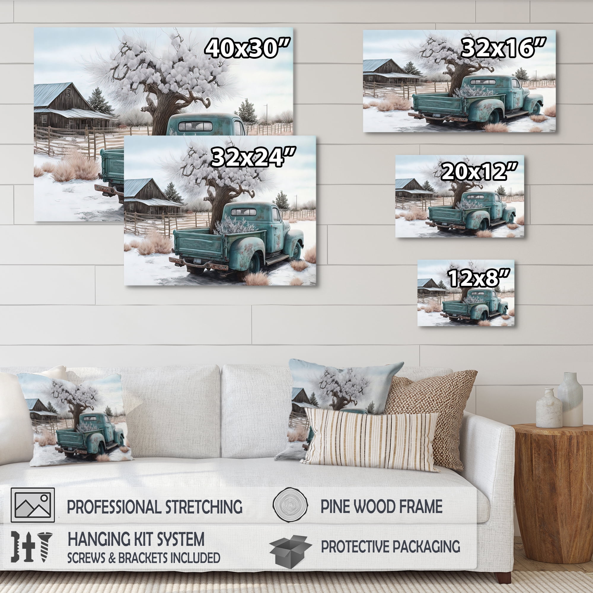 Designart Barn Flower Delivery Truck II Canvas Wall Art