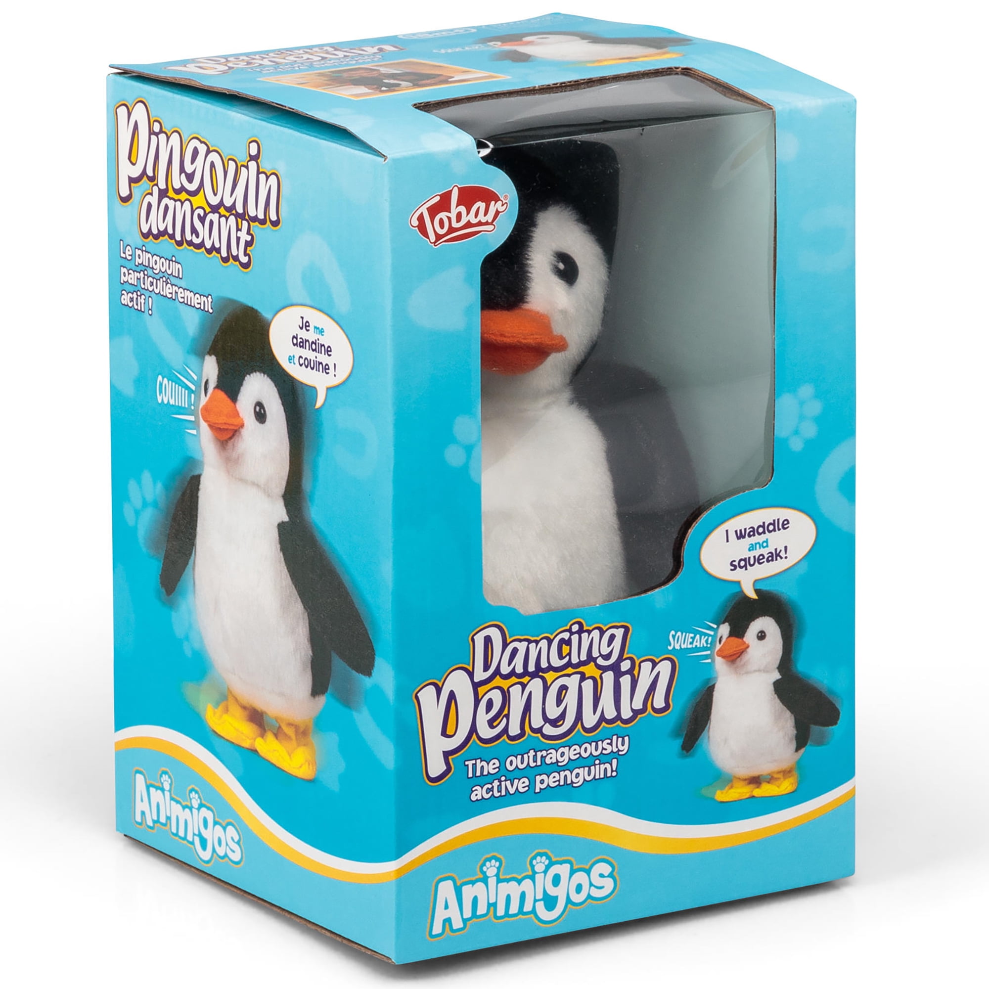 Tobar: Animigos Dancing Penguin - Black & White - Cuddly Animated Plush Pet, Waddles-Squeaks-Flaps Its Wings, Fun Interactive Toy, Toddlers-Kids 18Mo+
