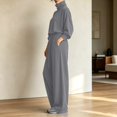 thumbnail image 6 of vdgthytj Sweatsuits Women 2 Piece Outfit Long Sleeve Turtleneck Drop Shoulder Tops Drawstring Wide Leg Pants Fall Athleisure Sets(X-Large,Gray), 6 of 6