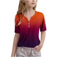 thumbnail image 2 of Riecok ween Girls and Boy Summer Short Sleeve Round-Neck Casual Comfortable Soft Fashion Undershirts Tee Shirt Top Kids Blouse Orange 3T, 2 of 5