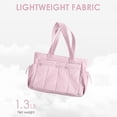 thumbnail image 4 of Bolsa de bolso acolchado para mujeres Bolso de bolso de nylon ligero de mano suave (rosa), 4 of 9