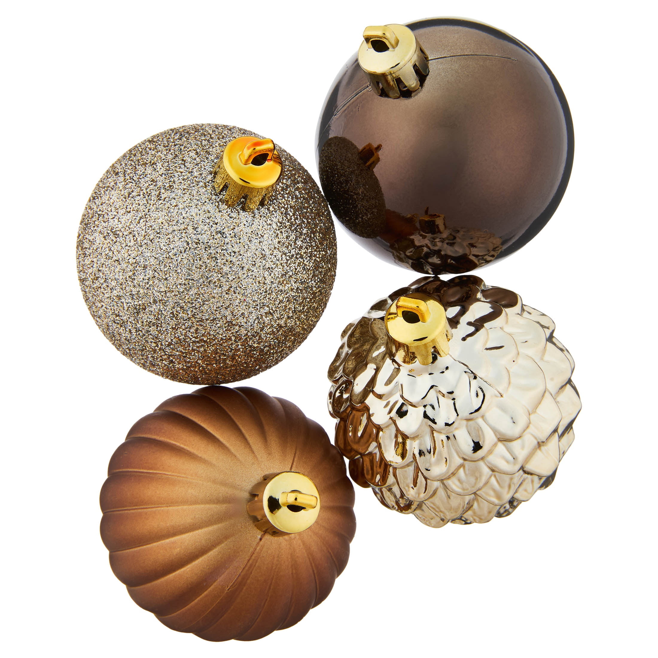 24-Count Bronze/Brown/Champagne Ball Shatterproof Christmas Ornaments, 2.8", by Holiday Time