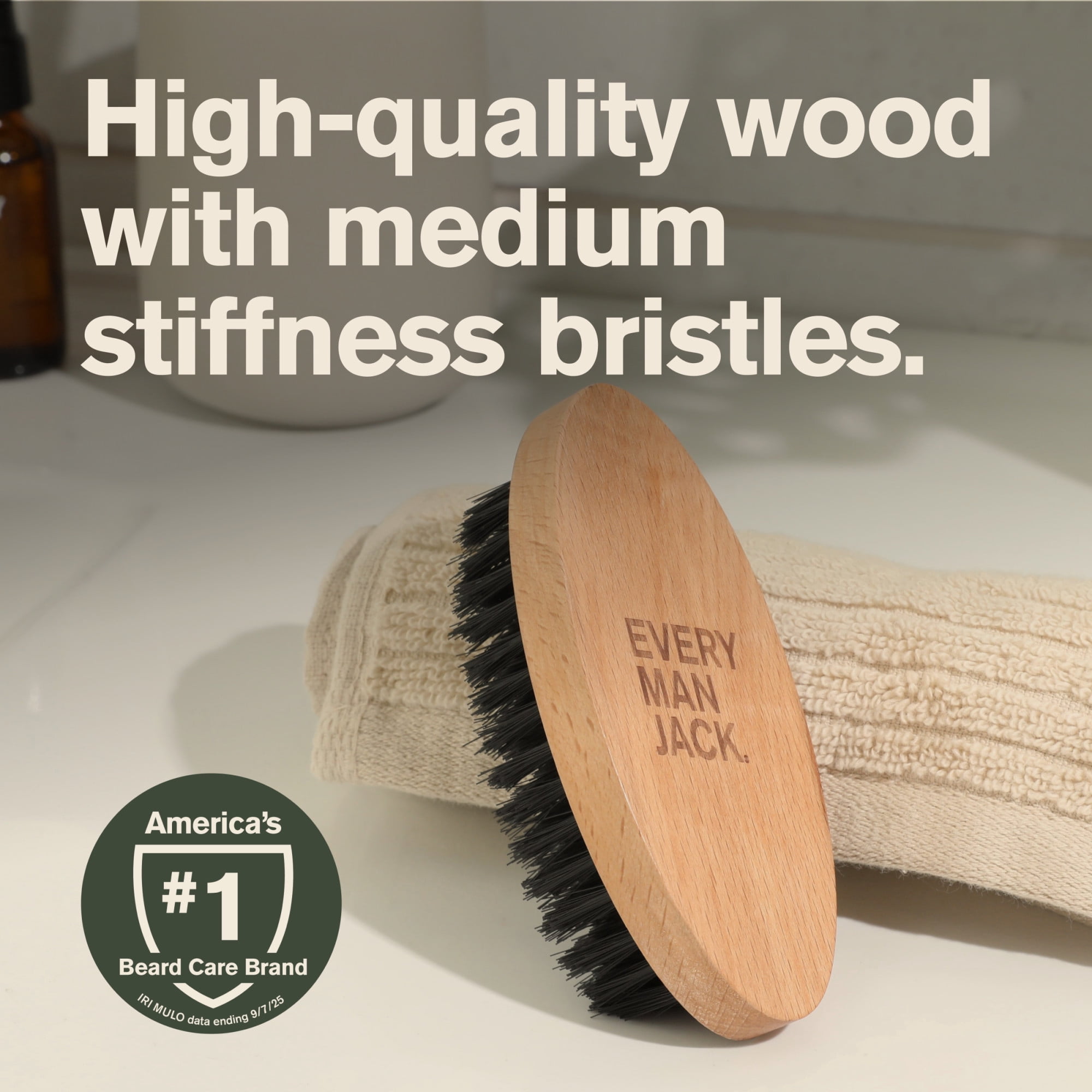 Every Man Jack Men's Beard Brush with Cruelty-Free Vegan Bristles