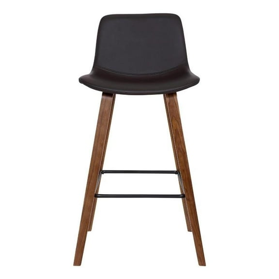 Hawthorne Collections 25.5" Faux Leather Counter Stool in Walnut and Brown
