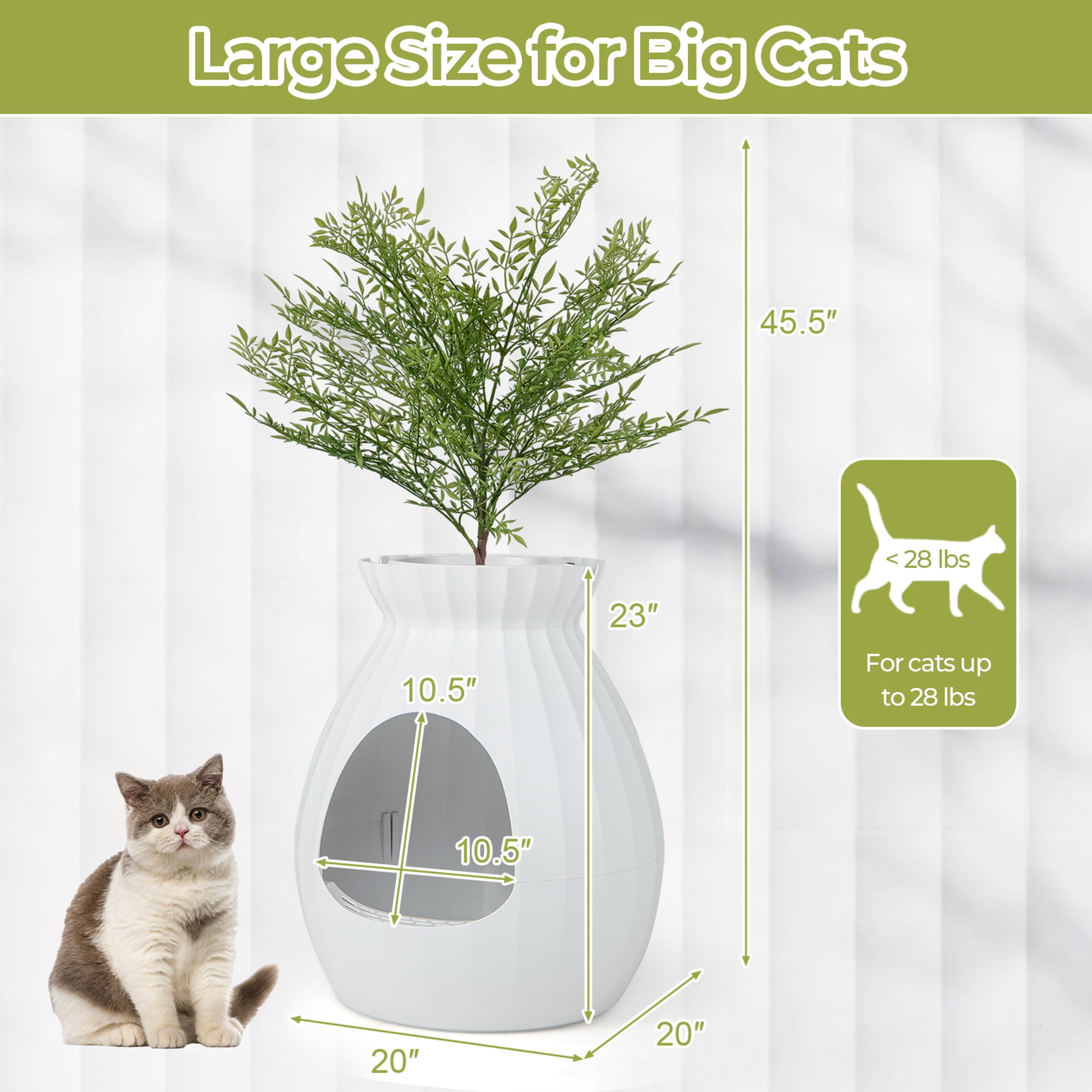 Gymax Smart Plant Cat Litter Box with Electronic Odor Removal & Sterilization