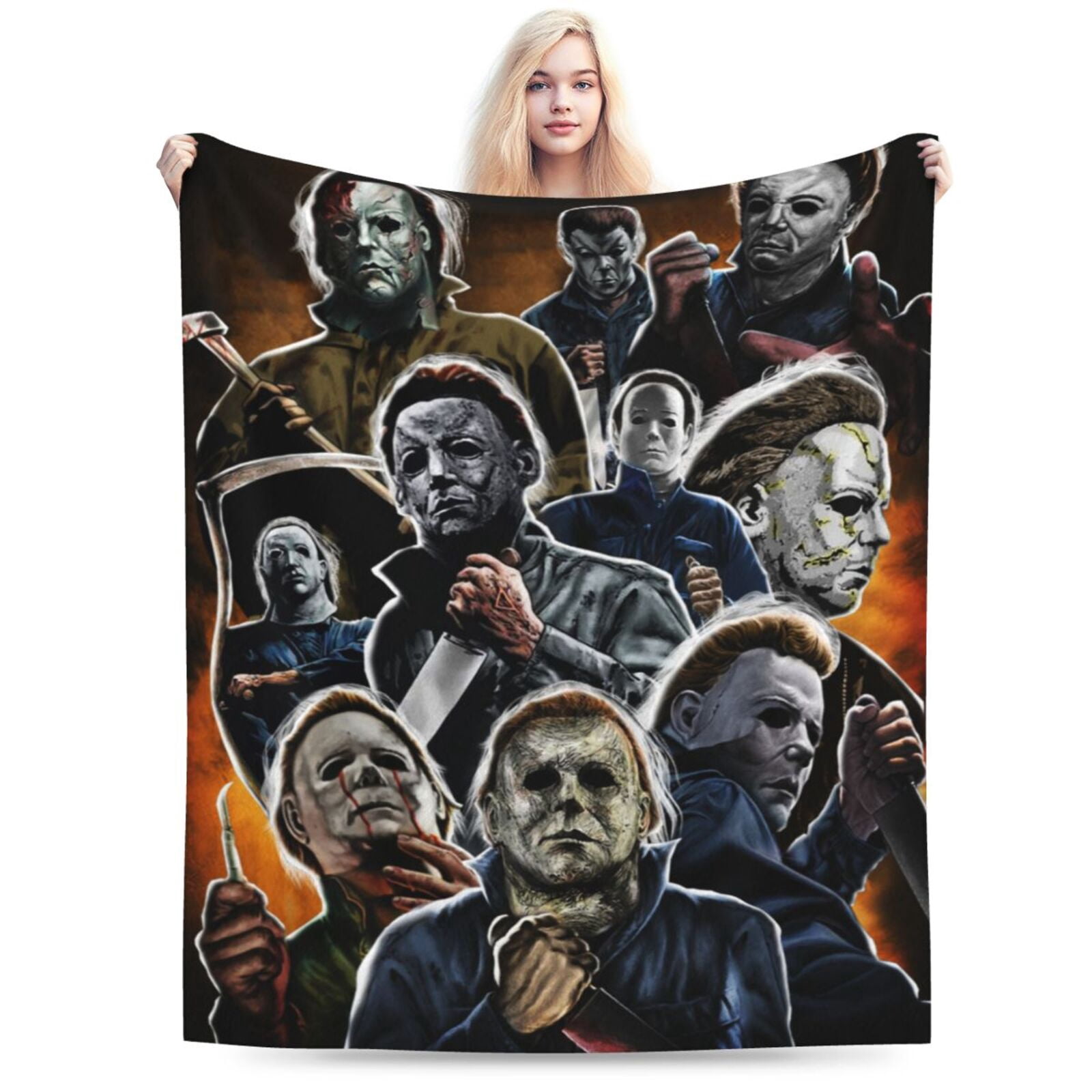 Horror Movie Michael Myers Throw Blanket 50"X40" Soft Flannel Lightweight Plush Air Conditioner Quilt Suitable For Sofa,Living Room,Bedroom,Double Bed