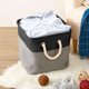 thumbnail image 4 of CHAO Juego de 1 caja de almacenamiento plegable de yute y algodón con asa, cesta para la colada, armario de almacenamiento para estante, librería y baño, color negro y gris, 4 of 5