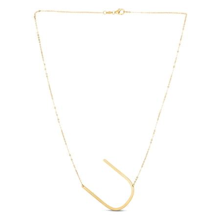 14k Yellow Gold Polished Letter Name Personalized Monogram Initial-u Necklace With Lobster Clasp 18 Inch Pendant Necklac