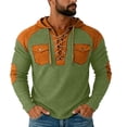thumbnail image 2 of WAENQINLA Men's Drawstring Hooded Sweatshirt Waffle Knit Lace Up Hoodies Color Block Long Sleeve Pullover Sweatshirts Casual Elbow Padded Sports Athletic Top with Chest Pockets S-3XL, 2 of 9