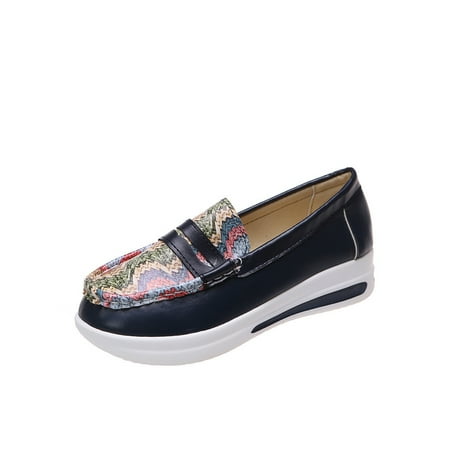 

Ferndule Women Platform Pumps Walking Breathable Lightweight Low Top Loafer Blue 6.5