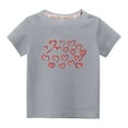 thumbnail image 1 of Penkiiy T-shirt en Coton pour Tout-Petits Garçons Filles Mode Mignon Col Rond Imprimé Saint-Valentin Manches Courtes 4-5 Ans Gris, 1 of 1