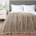 thumbnail image 6 of PAVILIA Soft Fleece Taupe Tan Throw Blanket for Couch, Lightweight Plush Warm Blankets for Bed, Fuzzy Cozy Flannel Blanket Throw for Sofa, Travel, Jacquard Pattern, Taupe/Camel, 50x60 inch, 6 of 8