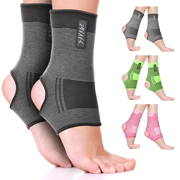 BeSavage Ankle Brace for Men and Women, Compression Sleeve for Foot, Heel and Ankle Support, Black, Small/Medium