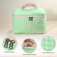 thumbnail image 3 of 1Pc Cotton Makeup Bag Large Travel Cosmetic Bag Aesthetic Cute Plaid Pattern Makeup Bag for Women Green, 3 of 7
