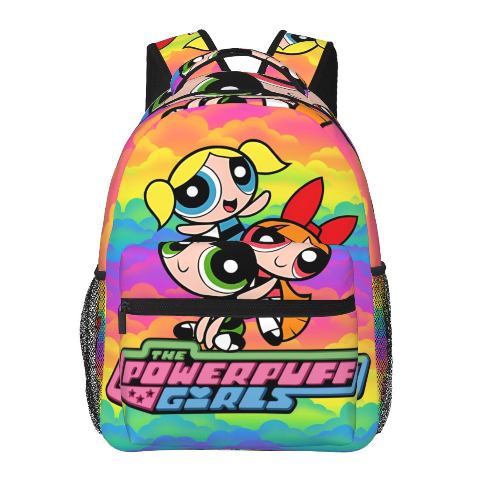 THE POWERPUFF GIRLS  Blossom, Bubbles, Buttercup Pattern Backpack, Casual Powerpuff Girls Pink Mini Backpack Limited Edition New  main image 2