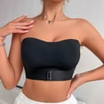 thumbnail image 6 of khonts,Women's Strapless Crossover Side Closure Bras Non- Silicone Padded Bandeau Wireless Tube Top Bralettes Black M, 6 of 9