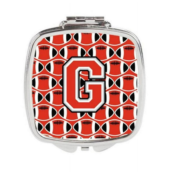 Carolines Treasures  Letter G Football Scarlet & Grey Compact Mirror - Scarlet & Grey - 3in. H x 0.3in. W x 2.75in. L - 0.15 lbs