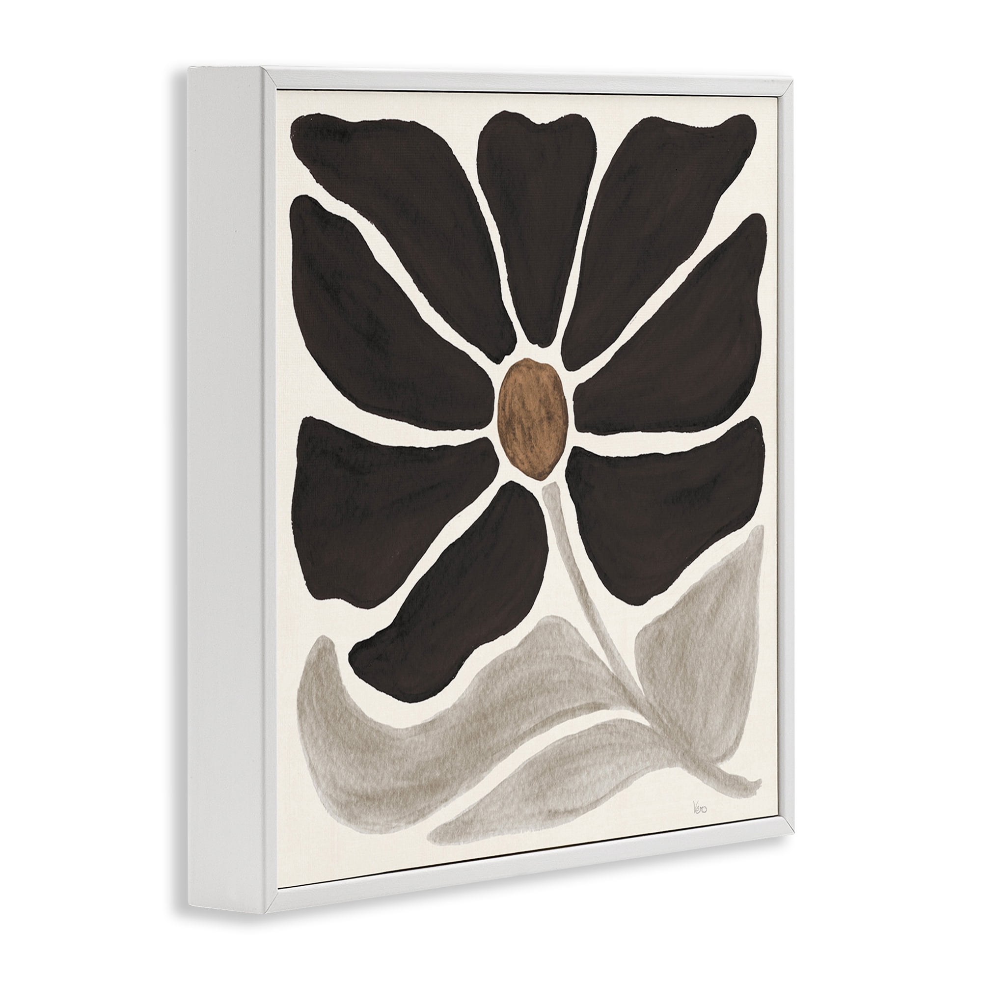 Stupell Industries Modern Neutral Flower Botanical & Floral Painting White Framed Art Print Wall Art, 24 x 24