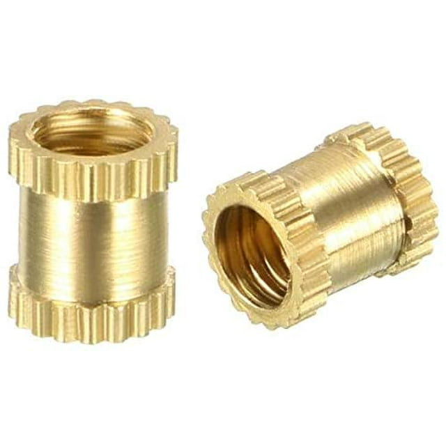 HUGFEGWE M6x8mm Female Thread Knurled Nuts,100PCS Hx8mm OD Brass Threaded Insert Embedment Nuts Hydraulic Welded Joint Injection Molding Assortment Kit for 3D Printing Injection Molding UA824-6573