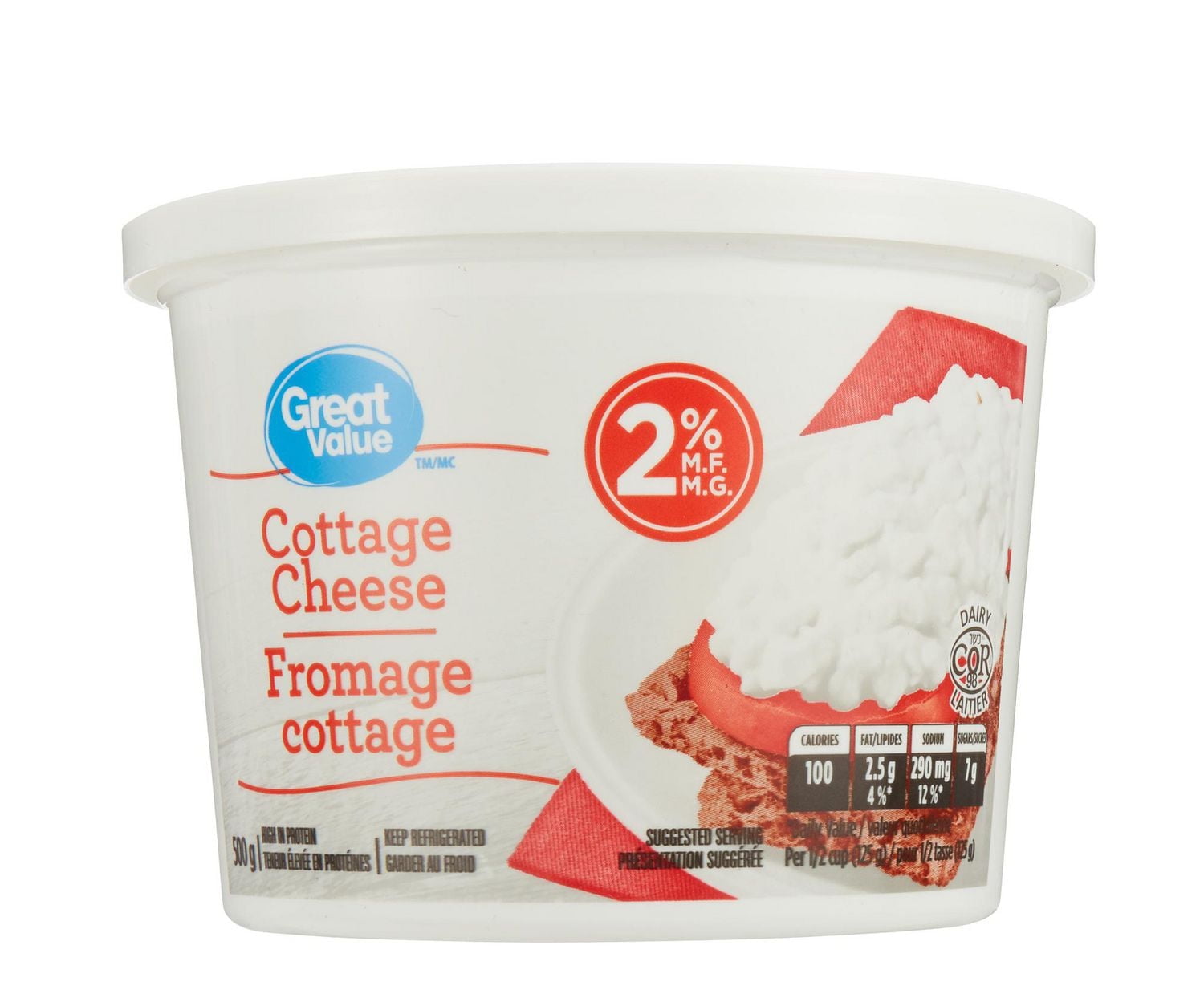 Great Value 2% Cottage Cheese, 500 g