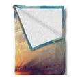 thumbnail image 2 of Ocean Soft Flannel Fleece Throw Blanket, Majestic Sunrise in Tranquil Sea Horizon Dawn Rays Clouds Water Reflection, Cozy Plush for Indoor and Outdoor Use, 50" x 70", Orange Purple Blue, by Ambesonne, 2 of 5