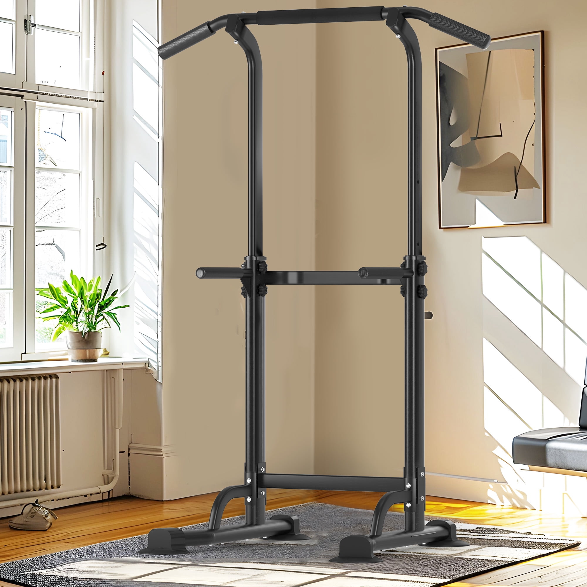 Aukfa Power Tower Pull Up & Dip Station - Multifunctional Home Gym Strength Training Equipment 300 LBS Capacity,Black