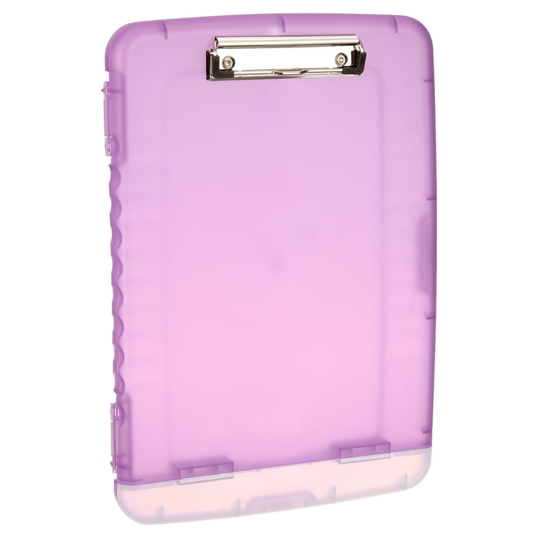Officemate Slim Clipboard Storage Box, Translucent Purple