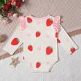 thumbnail image 3 of Baby Girl Strawberry Print Bodysuit, Long Sleeve Crawler for Newborn Infant, Cute Triangle Romper with Snaps for Everyday Casual Wear Baby Shower Gift 0-18 Months, 3 of 8