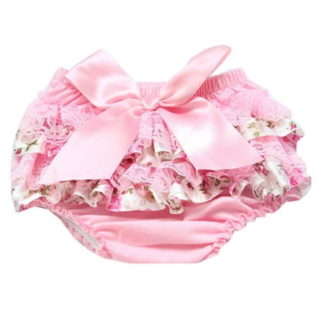 Akoyovwerve Baby Ruffle Bloomers Cute Baby Lace Diaper Cover Newborn Flower Bow Tie Shorts Toddler Fashion Summer Pants