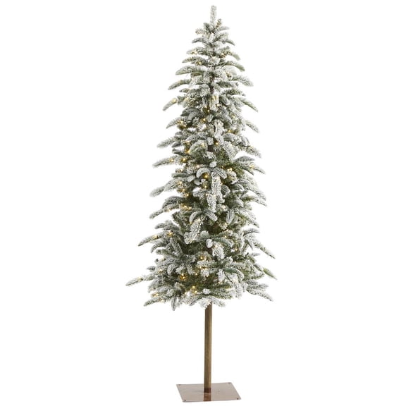 Nearly Natural 6.5ft. Flocked Washington Alpine Christmas Artificial Tree