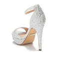 thumbnail image 2 of Lauren Lorraine Eifel Open Toe Rhinestone Ankle Strap Open Platform Prom Pumps (Silver, 7.5), 2 of 5
