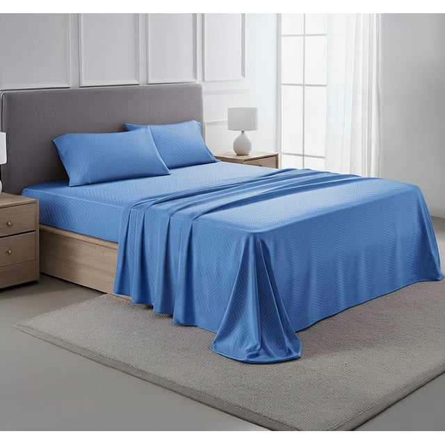 Juego De Sábanas Matrimonial 100% Microfibra Modelo Azul