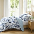 thumbnail image 4 of Regency Heights Full/Queen Comforter Sets, Reversible Seersucker Floral Bedding Sets, 3 Piece Lightweight Navy/Blue Botanical Flowers Comforter Bed Set with Pillow Shams, 4 of 11