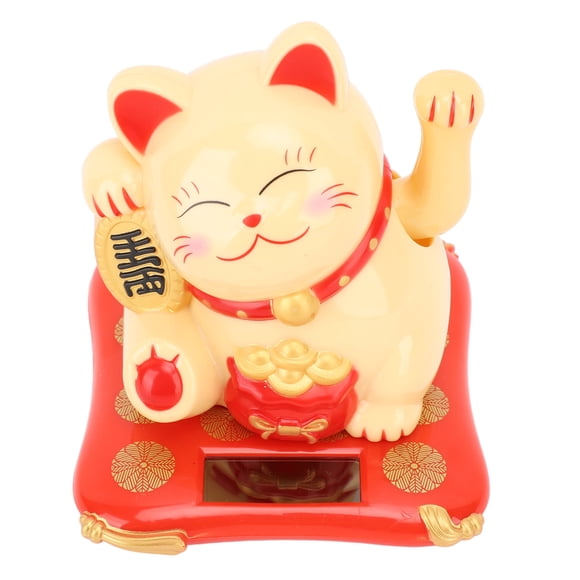 Solar Powered Cute Waving Fortune Cat Car Desktop Decoration Gift Japanese Lucky Cat for Home Car Shops Stores Display Fortune