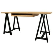 Paolini Solid Wood Executive Desk with Keyboard Drawer in Ivory Finish