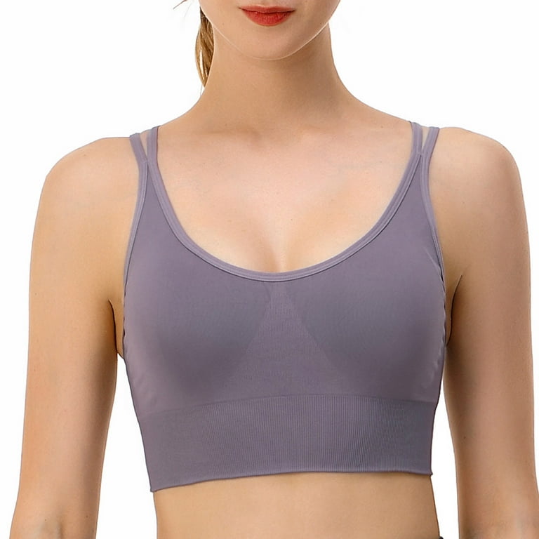 Aueoeo Womens U Back Sports Bra - Scoop Neck Padded Low Impact Workout Yoga  Bra with Built in Bra Quick Dry Fitness Bras 