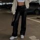 thumbnail image 1 of Pincandy Women's Solid Color Casual Pants with Leather-Look Buttons - Elastic Waist, Zipper Fly, Loose Wide Leg Fit with Pockets, Stylish Addition to Your Wardrobe, 1 of 7