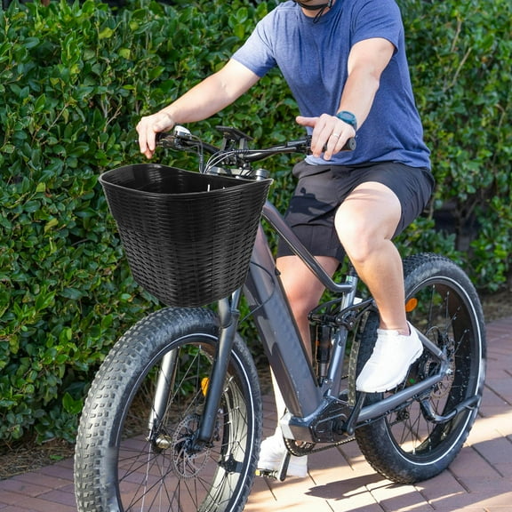 Milisten 1Set Portable Black Front Bike Basket with Easy Mount for Shopping and Storage