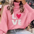 thumbnail image 3 of Sweaters for Women Turtleneck Ribbed Long Sleeve Oversized Cute Valentines Day Love Knitted Heart Sweater Pullover Tops Alsol Lamesa, 3 of 4