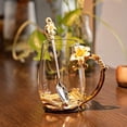 thumbnail image 4 of Longwin Enamel Glass Mug Butterfly Flower Lead-Free Drinking Tea Cup Coffee Mugs with Steel Spoon Set for Women Birthday Valentines Wedding Day Gifts Yellow, 4 of 6