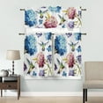 thumbnail image 4 of 3 Piece Curtains Tiers and Valances Set, Hummingbird Hydrangea Vintage Watercolor Floral Print Flower Bird Rod Pocket Short Window Treatment Tiers Curtains Panel and Valance for Cafe Bathroom Kitchen, 4 of 6