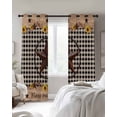 thumbnail image 4 of Star Country Blackout Curtains for Bedroom Living Room Darkening Curtains 63 Inches Long Farmhouse Sunflower Texas Retro Checkered Window Curtain 2 Panels Set Window Treatment Grommet Drapes 52"x63", 4 of 9