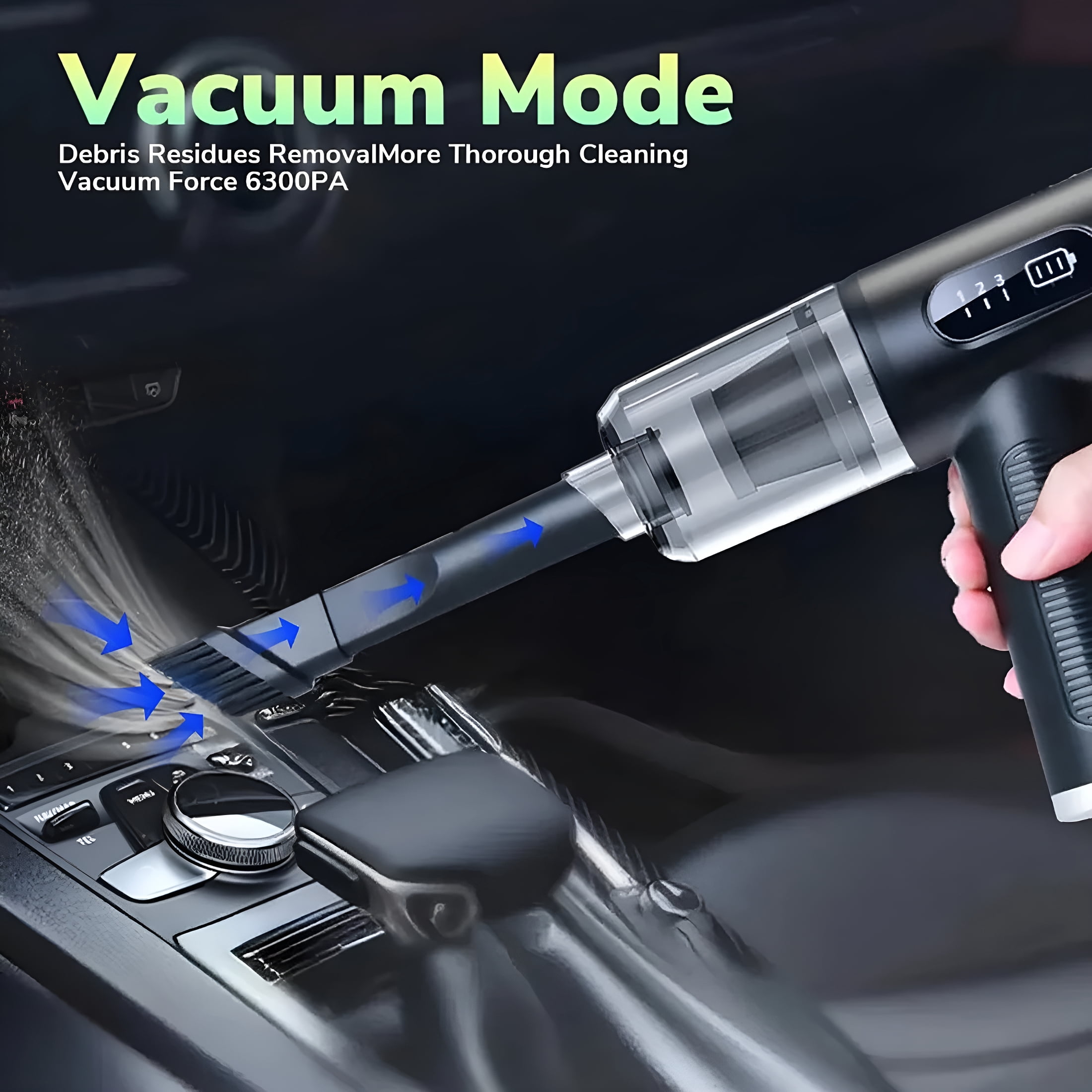 CURYMAY Electric Air Duster-Vacuum,50000 Rpm Handheld Car Vacuum/Air Blower&Pump,3 Gear Adjustable Electric Air Duster/Car Vacuum Cleaner,Keyboard Duster with Led Light