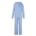 thumbnail image 4 of SELONE Comfy Lounge Sets For Women 2 Piece Long Sleeve Pullover Hooded Tops Long Lounge Trousers Crew Neck Casual Loose Taper Leg Suits Solid Sweat Suits Streetwear Fall Wintern Clothes Light Blue, 4 of 5