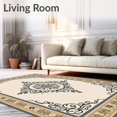 thumbnail image 2 of ODIKA 8'x10' Machine Washable Non-Slip Area Rug, Vintage Medallion Scrollwork with Elegant Flourishes and Timeless Motifs High Traffic Rug, Beige, 572475, 2 of 7