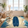 thumbnail image 3 of Design&I 8'x10' Washable Area Rug Sleek Flatweave Pet Friendly Surfboard Wave Stripe Nautical Border Aesthetics Surf Bathroom for King Size Bedroom, Under Bed, 3 of 7