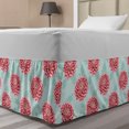 thumbnail image 1 of Dahlia Bed Skirt, Pastel Hipster Modern Style Pompom Shaped Petals Botanical Blossom, Elastic Bedskirt Dust Ruffle Wrap Around for Bedding Decor, 4 Sizes, Dark Coral and Pale Blue, by Ambesonne, 1 of 2