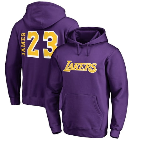 Los Angeles Lakers Hoodie LeBron James Los Angeles Lakers Fanatics Branded Sidesweep Name & Number Pullover Hoodie - Purple ()