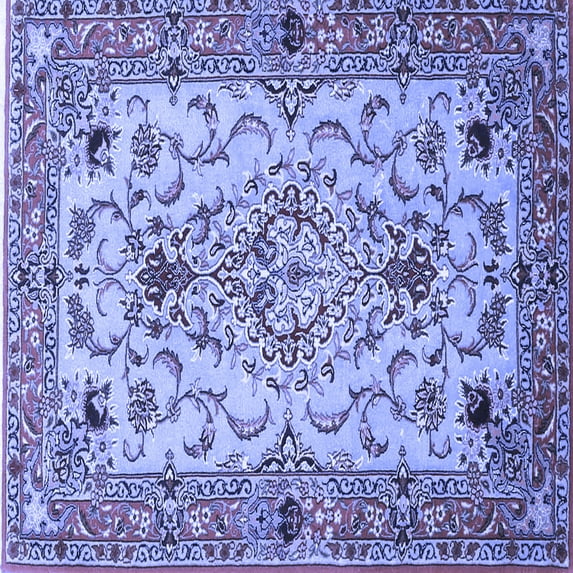 Ahgly Company Indoor Square Medallion Blue Traditional Area Rugs, 6' Square