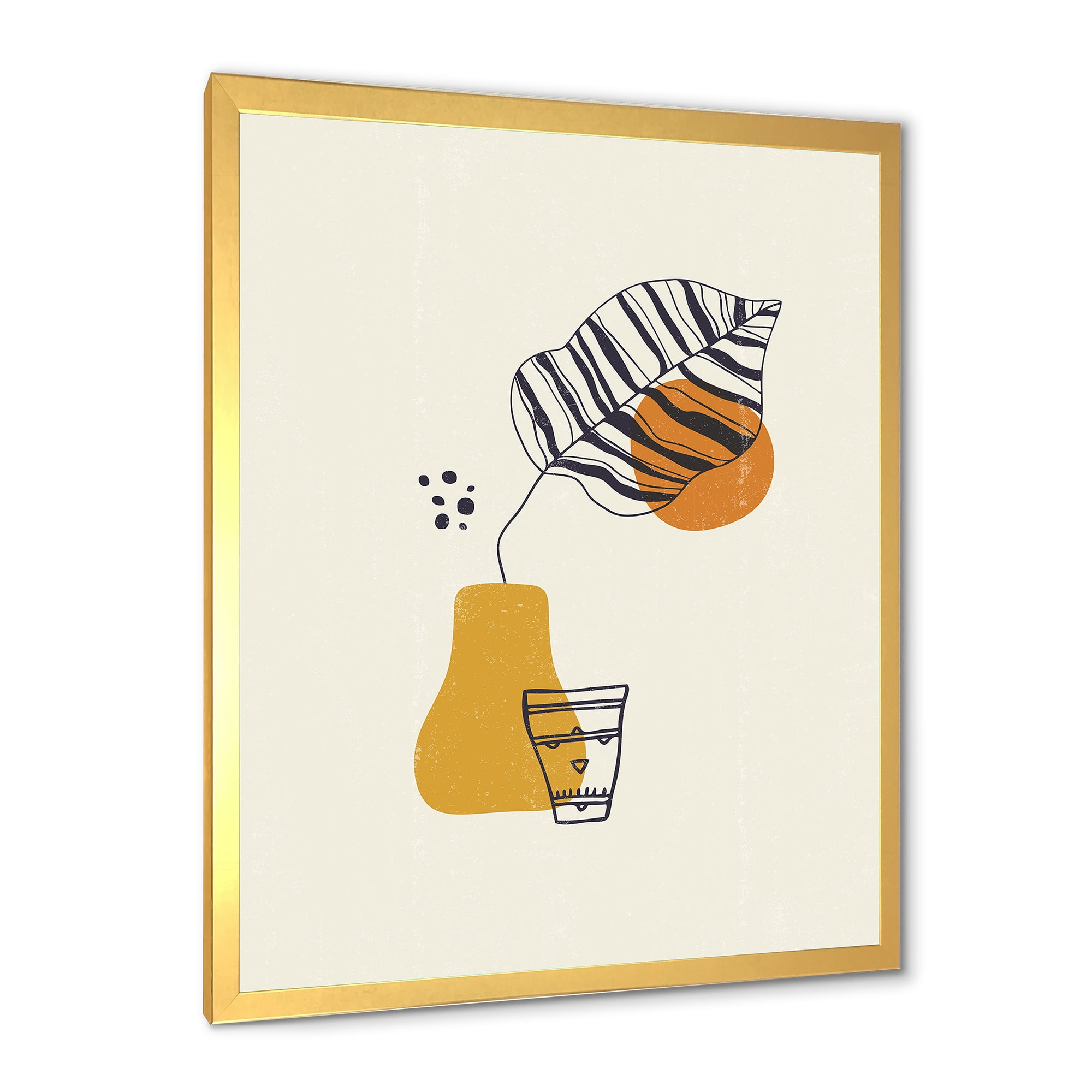 Designart 'Abstract Shapes Botanical Minimalist Leaf' Modern Framed Art Print